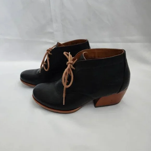 Kork Ease Helen Leather Ankle Boots Women's 6 Black Brown Lace Up Heritage Derby - Picture 4 of 14